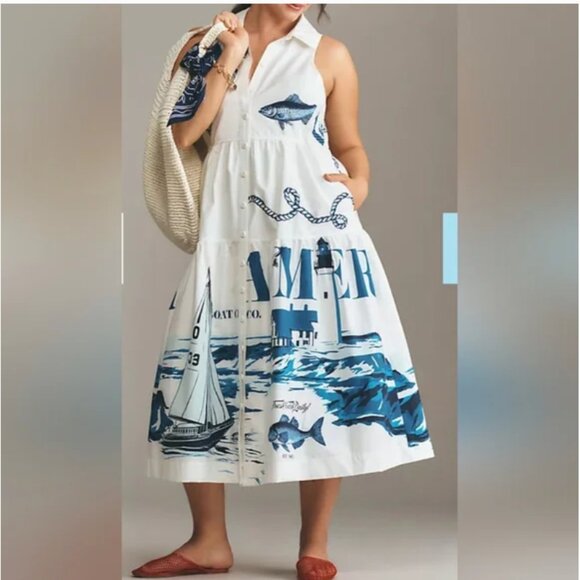 Anthropologie Maeve Shirt Dress Cotton size M - Picture 1 of 8